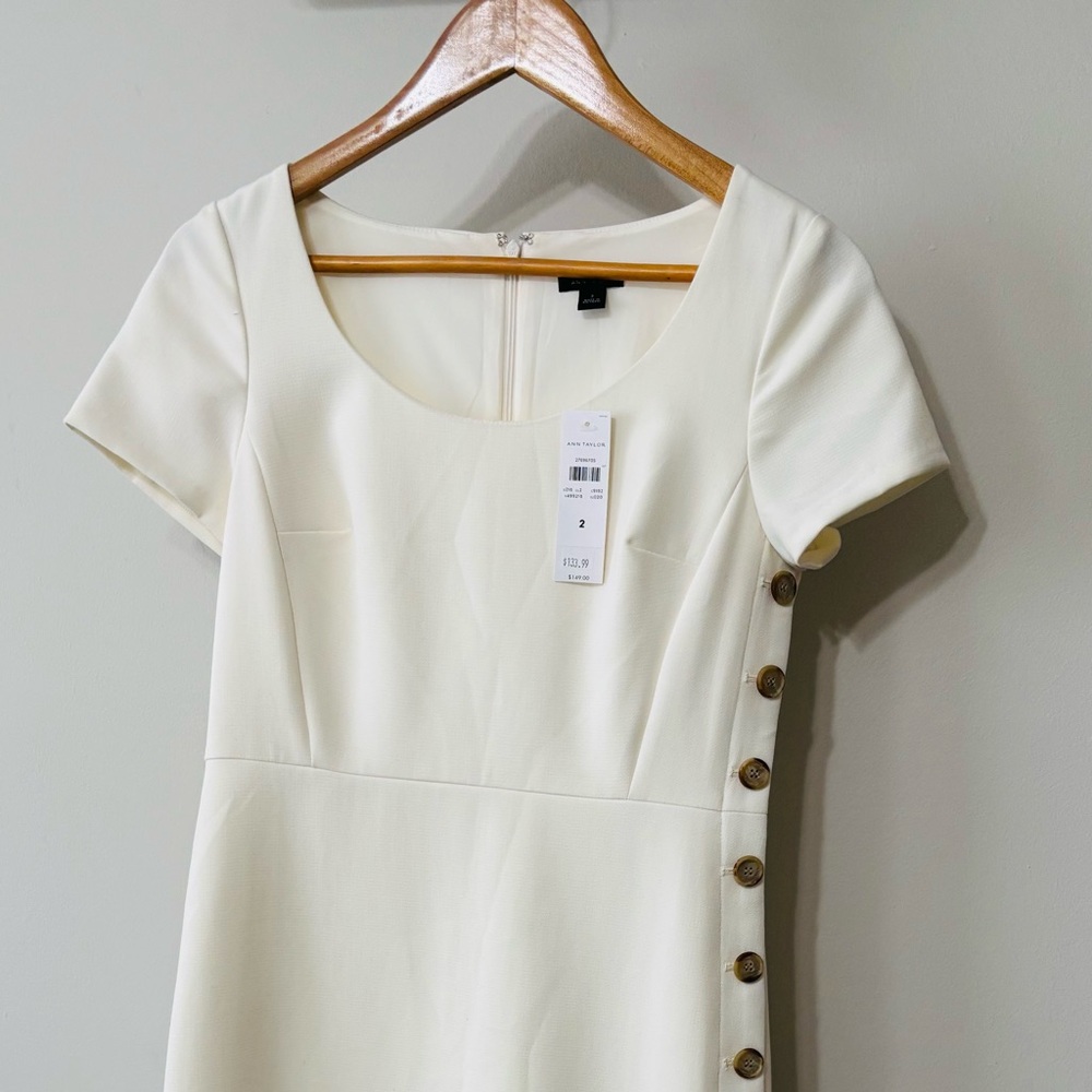 NWT Ann Taylor White Dress with Buttons